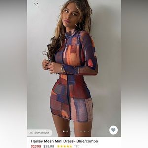Hadley Mesh Mini Dress - Blue/combo
Size: S